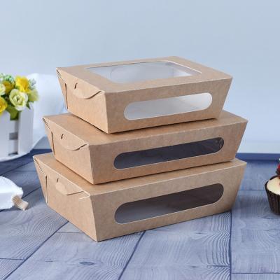 China Factory Custom Wholesale Food Grade Kraft Paper Food Packing Box Salad Noodle Paper Recyclable Take Out Food Box for sale