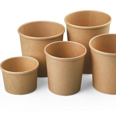 China Cheap Customized Disposable Food Grade Kraft Paper Disposable Brown Bowl With Lid for sale