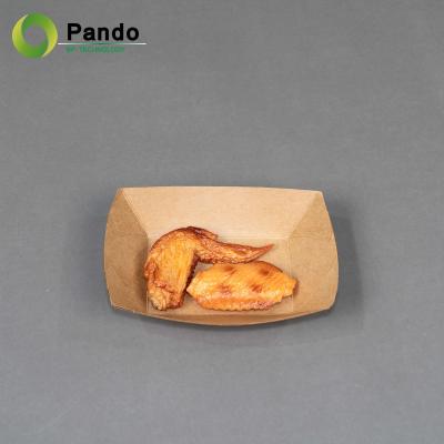 China Ship Shaped French Fries Serving Fried Chicken Kraft Paper Baking French Fries Custom Recyclable Fast Food Paper 2 Cup Tray for sale