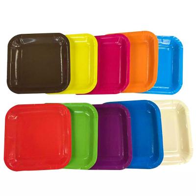 China Factory Wholesale 13 Colors Disposable Paper Plates Party Paper Plate For Kids for sale