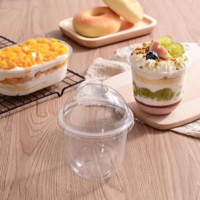 China Single Wall Hot Selling Disposable Food Grade Packaging Small Clear Plastic Dessert Cup 8oz for sale