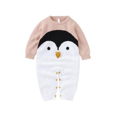 China 100% Lovely Cartoon OEM Cotton Penguin Rompers Longsleeve Rompers Baby Clothes Plain Toddler Infant Jumpsuit Home Wear for sale