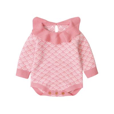 China Cozy Baby Clothes New Waffle Overalls Ruffle Rompers Cute Printing Knitted Baby Boy Clothes for sale