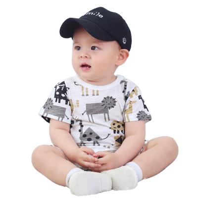 China Custom 100% Cotton Baby Romper Comfotable Boutique Quality Print Short Sleeve Romper Infant Printed Jumpsuit for sale