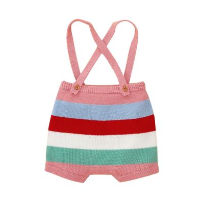 China Fast Shipping Knitting Toddler Girl Baby Boy Kids Shorts Pants Acrylic Striped Suspender Anti-pilling Pants Rompers for sale