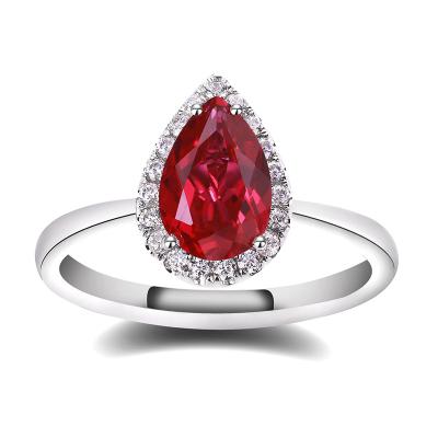 China Custom Real LIFE CLASSIC LOVE 18K 14K 9K Gold Rings Ruby Pear Cut Gemstone Fine Jewelry for sale