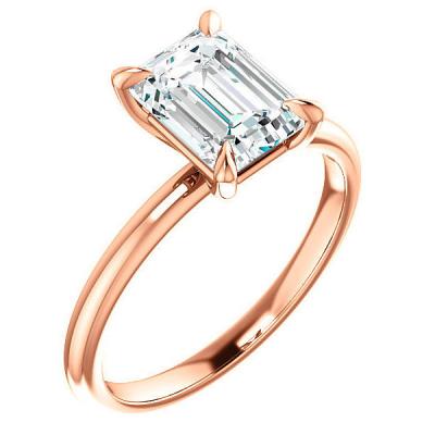 China New FASHION Solid Gold Engagement Ring 9K/14K/18K Diamond Wedding Ring Emerald Solitaire Ring Moissanite Rose Gold Ring for Women for sale