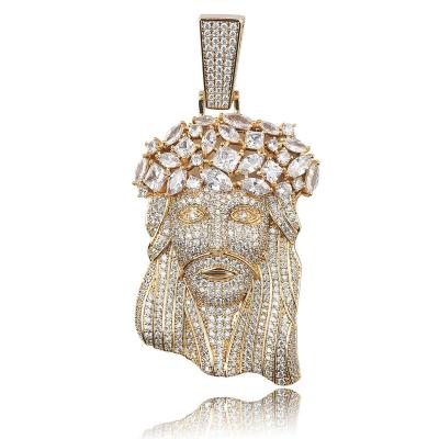 China Customized Iced Yellow Gold Jesus Pendant Moissanite Diamond Pendant King Jesus Piece 10K 14K Hiphop Jewelry 2022 Hip Hop for sale