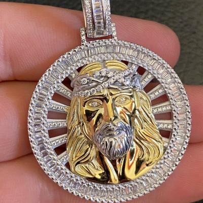 China Hiphop Iced Out Real Silver Jewelry Jesus Piece Necklace Pendant 925 10K Gold Big Moissanite Wand Locket for sale