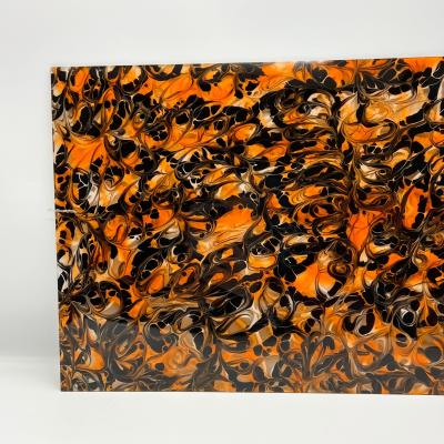 China Orange Black Swirls Cast Acrylic Sheet 10mm Thickness For Handicraft for sale