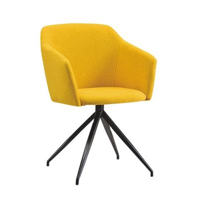 China OEM High Grade Soft Fabric Powder Coating Leg Upholstered Dining Armchairs for sale