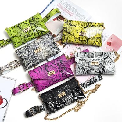 China Fashion Snake Print Fashion Neon Cross - Body Bag Ladies PU Waist Bag For Woman 2020 for sale