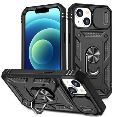 China With Stand For iPhone 14 14 plus 14 14 Pro Grade Military Bumper Max Armor Cover Max Slide Camera Lens Protect Phone Case for sale