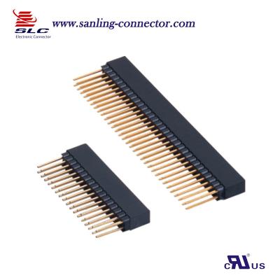 China PCB 2.54mm Row Straight Double Pin Header Female Connector pc104 for sale