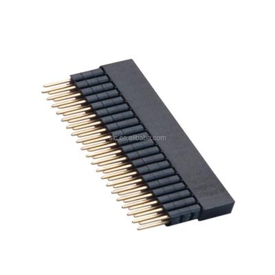 China PA6T 2.54mm Pitch Header 2X10 Stackable Pin H8.3+2.5mm Female Stacking Header for sale