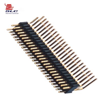 China Right Angle Double Row 14 Pitch 2.54mm PCB Length Pin Header Custom Pin 16 Pin for sale