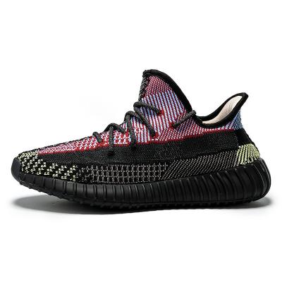 China Lightweight All New High Quality Yeezy350 Popcorn Stomp Bottom Breathable Poop Fly Woven Custom Logo Sports Shoes for sale