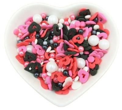 China 1KG Black Pink Heart Sprinkles For Valentines Day Cupcake Decoration FX025 for sale