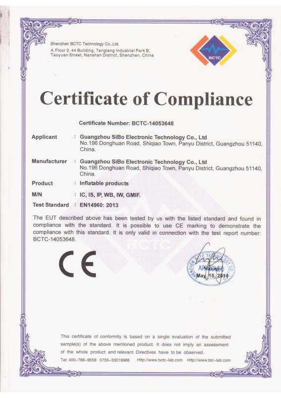 CE Certification - Guangzhou Sibo Electronic Technology Co., Ltd