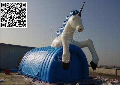 China Windproof Inflatable Event Tent , Blue PVC Tarpaulin Cartoon Horse Tent for sale