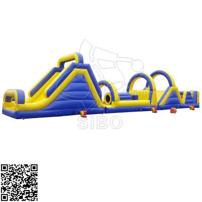 China Amusement Park Inflatable Sports Games Obstacle Course Yellow / Blue Color for sale