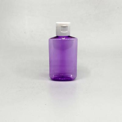 China Hot Sale Transparent Purple Color 60ml Hand Soap Sanitizer/Sanitizer PET Bottles Hand Soap Bottles With Flip Caps For Personal Care Use for sale