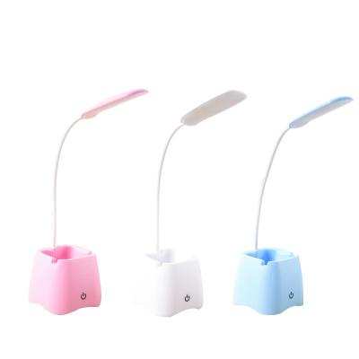 China 2020 Modern Hot Modern Pen Holder USB LED Rechargeable Desk Lamp Dimmable Switch Touch Eye Protection Children Reading for sale