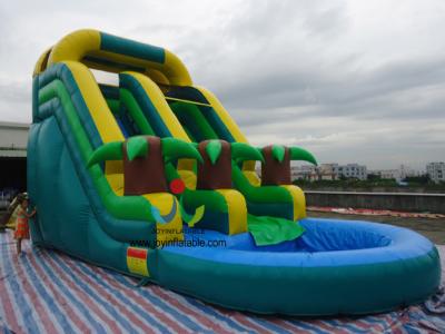 China commercial inflatable water slide with pool made of 18 OZ. pvc tarpaulin from Guangzhou inflatable bounce water slide-32 for sale