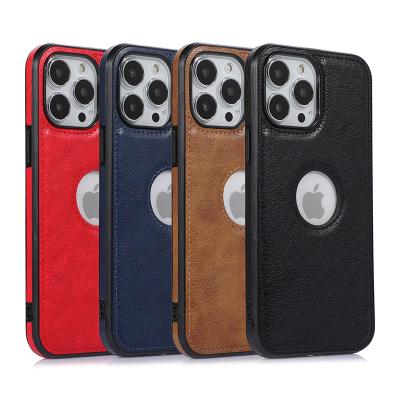 China Wholesale Shockproof Phone Cases With Logo Hole Mobile Phone Leather Case For Apple iPhone 14 8 pro 13 12 pro 11 pro Xr Xs 7 Leather Cover for sale