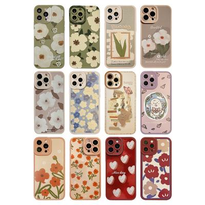 China Luxury Cell Phone Cases Wholesale Cute Custom Made Shockproof Shockproof Silicon Cell Phone Case For iPhone 14 15 pro Max Cartoon Flower Case for sale