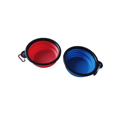 China Automatic Portable Collapsible Dog Bowl Water Food Band Silicone Pet Bowl With Hook for sale