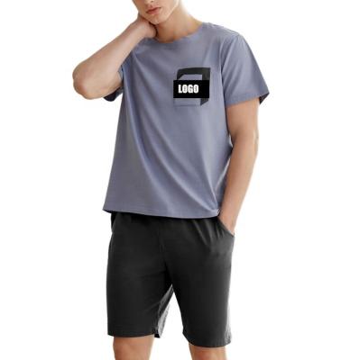 China Men's Pajamas Summer Cotton Set Youth Breathable Thin Pure Short Sleeved Casual Loose Large Size Can Be Worn For Home Use for sale