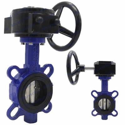 China High efficiency Bundor DN65 cast iron150LB worm wafer PN16 butterfly valve gear driven supplier list for sale