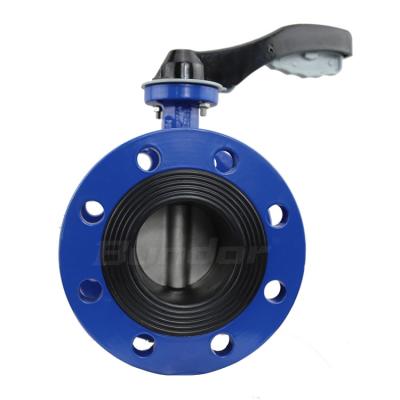 China High Efficiency Bundor PN16 Ductile Iron Factory Price Double Flanged Butterfly Valve DN50-200 EPDM Seat for sale