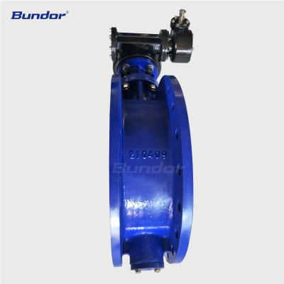 China Bundor High Efficiency Ductile Double Worm Iron Gear Driven Eccentric Butterfly Valve D342X/H for sale