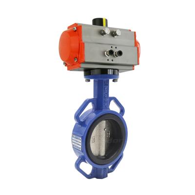 China High Efficiency Bundor China Manufacturer DN125 Pneumatic Actuated Wafer Butterfly Valve for sale