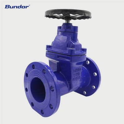 China General Bundor DIN 4 Inch DN100 Rubber Encapsulated Wedge Gate Valves Sluice Flanged Gate Valves for sale