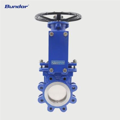 China High efficiency Bundor ANSI jis 10k 6 inch stainless steel knife blade gate valve hook type flanged 50mm DI knife gate valve for sale