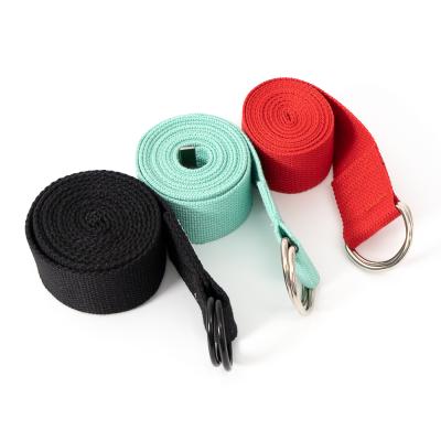 China Carry Strap For Adjustable Durable Metal Ring Yoga Carry Belt Custom Logo Yoga Stretching Strap Yoga Mat Polyester for sale