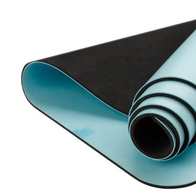 China Custom Made Gym and Pilates Fitness Mat Two Color Double Layer Color Double Layer Mat Extra Thick Natural Rubber Washable Yoga Mat for sale