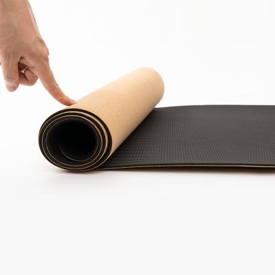 China China Supplier OEM Printing Suede Tape Non-Slip Yoga Mat Double Layer Cork Yoga Mat Non-Slip Eco-Friendly Custom Mat 6mm Anti-Slip for sale