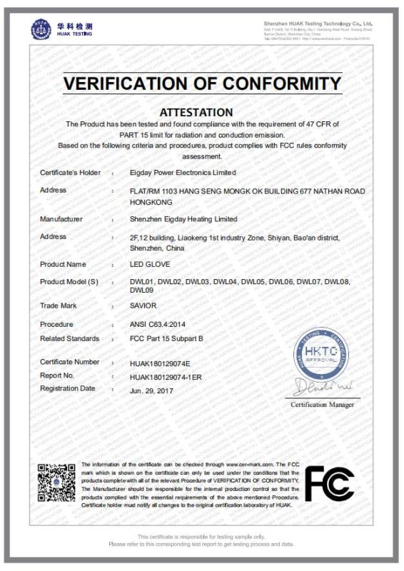 FCC - Shenzhen Eigday Heating Limited