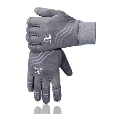 China Long Touch Screen Running Glove Waterproof Silicone Gel Palm Fleece Striping Winter Warm Cycling Running Gloves for sale