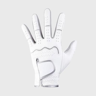 China Wholesale Premium Men's Sheep Leather Golf Gloves Men Soft Comfortable Skin Feel Hand Logo Synthetic Cabretta Simple Custom Washable All White Glove for sale