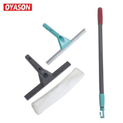 China Stainless steel double height tpr sponge window wiper stocked squeegee with extension pole for sale