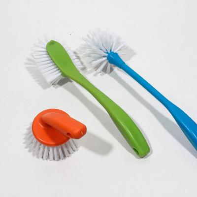 China Hand Household Kitchen Tool Soft Plastic Dishes Brush With Handle for sale