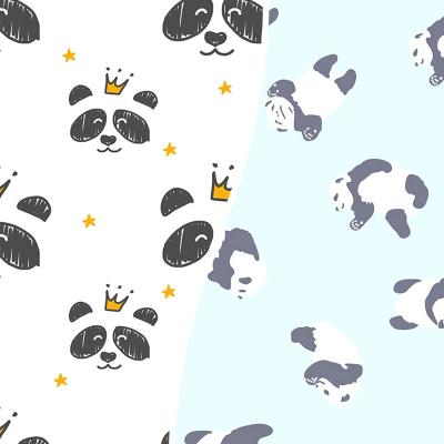 China Custom woven wholesale Tear-resistant high quality plain panda cute cartoon digital pattern printing fabric for kid's dress tops, pants, ect for sale