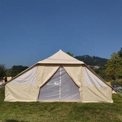 China Outdoor cabin tent factory canvas 5*4m cotton canvas bell tent for camping luxury yurt tent for sale