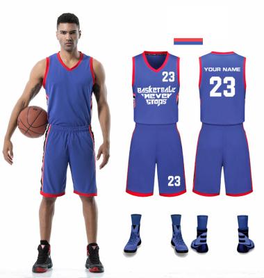 China Antibacterial Men's Breathable Quick Dry Tank Top And Shorts Sets Adults Basketball Uniform for sale