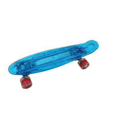 China Youth clear transparent skateboard fish plastic skateboard with 4 LED wheel for sale for sale